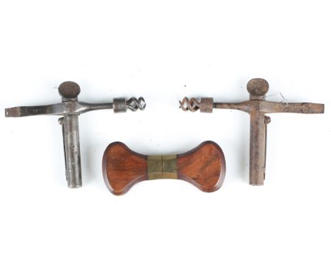 Two 19th century steel muzzle-loader combination tools, length 12.5cm, together with a 19th century style mahogany cased comb