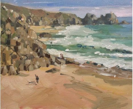 Lizzie BLACK'Porthcurno winter walk'Oil on canvas board SignedFurther signed, inscribed and dated '21 to verso 34 x 39cm, inc