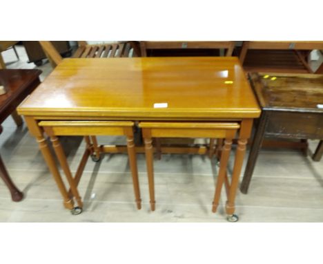 VINTAGE NEST OF TABLES WITH TURN OVER TOP 