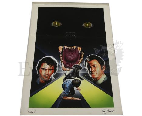 † Trapped (1973) Original hand drawn and coloured artwork for the video release of the film starring James Brolin and Earl Ho