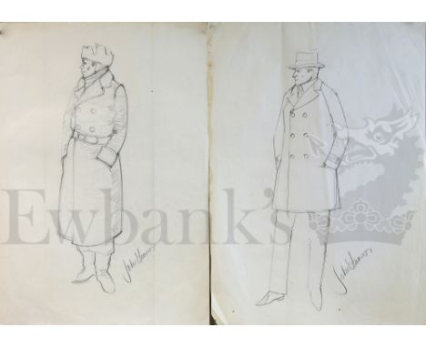 † The Kremlin Letter (1970) Four different hand drawn costume designs in pencil by the films costume designer, John Furniss. 