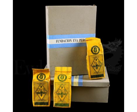 † Evita (1996) A pair of prop gift boxes. Such boxes can be clearly seen given out to the needy of Argentina by Evita (Madonn