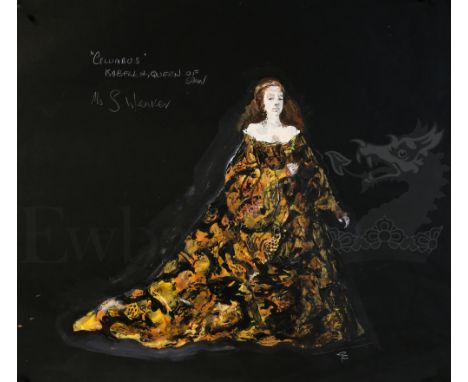 † 1492 Conquest Of Paradise (1992) Hand drawn concept costume design for the character 'Isabella Queen Of Spain', portrayed b