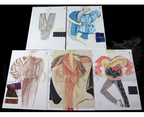† Scandalous (1984) Group of five different original Costume Designs. The Costume Designs are all for Pamela Stephenson's lea