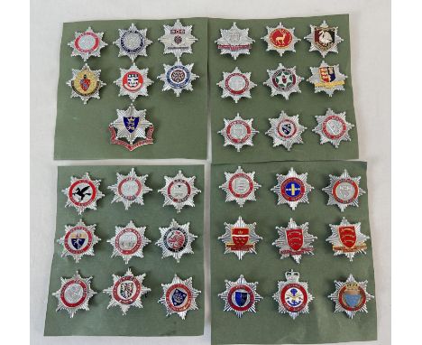 A collection of 43 British Fire Service and Brigade cap badges. To Include examples from Lancashire, Northamptonshire, Norfol