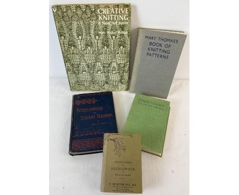 5 assorted vintage needlework, knitting and embroidery books. To include The Encyclopedia of Needlework by Therese De Dillmon