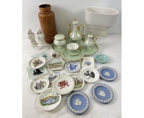 A collection of vintage ceramics to include a G B Brevet coffee set for one (a/f), busts of the Virgin Mary and Jesus, a brow