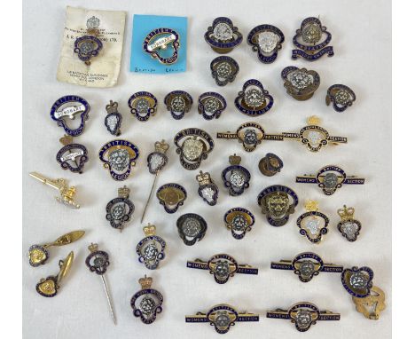 42 vintage Royal British Legion and Women's Section British Legion pin badges, lapel badges and stick pins. Together with a p