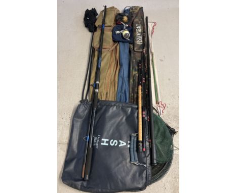 TWO BEACH FISHING RODS TO INCLUDE A FLADEN POWERSTICK 12FT AND A