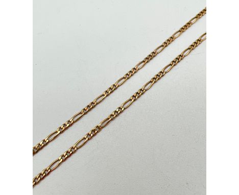 A 9ct gold 16" figaro chain necklace with spring ring clasp (a/f). Spring on clasp is missing - needs new clasp/fixing. Total