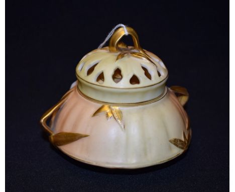 A Royal Worcester Bamboo pattern pot pourri vase and cover, 1326