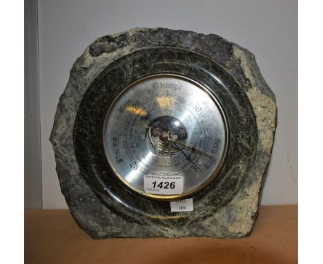 A Cornish serpentine Weathermaster barometer