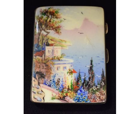 An enamelled cigarette case