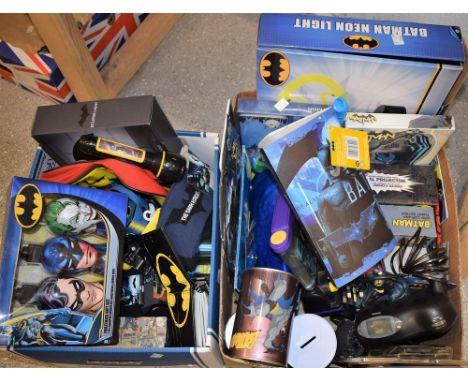 Batman - a radio cushion, neon wall light, apron and oven gloves, money banks, stationary, mugs, socks, door plaque, key ring