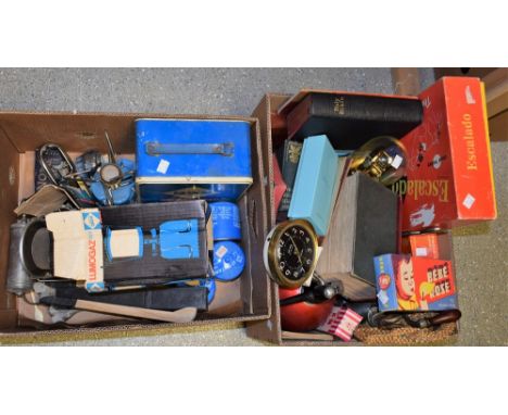 Boxes and Objects - a Chad Valley Escalado horse racing game; Mrs Beeton's Book Of Household Management, 1906; Camping Gaz de