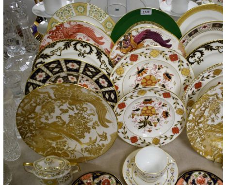 Ceramics - a pair of Royal Crown Derby Gold Aves dinner plates; others, Majesty, St. George, 2451, etc; a pair of Green Derby