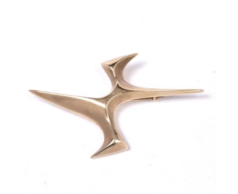 Ernest A. Blyth (British, 20th Century) for Ivan Tarratt 9ct gold panel brooch abstract geometric form signed, hallmarks for 