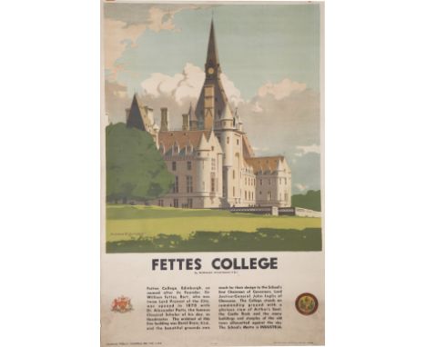 Norman Wilkinson (1878-1971) 'Fettes College', circa 1940s poster produced for London, Midland & Scottish Railway (LMS) to pr