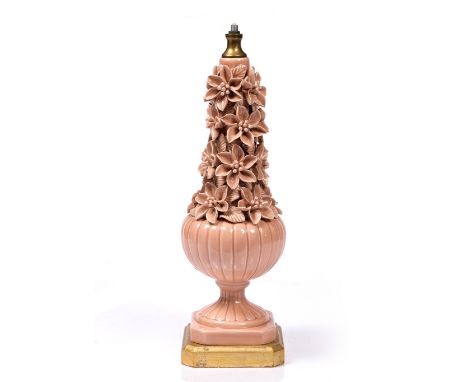 Casa Pupo Ceramic table lamp stylised flower head design on gold painted base 42cm high.