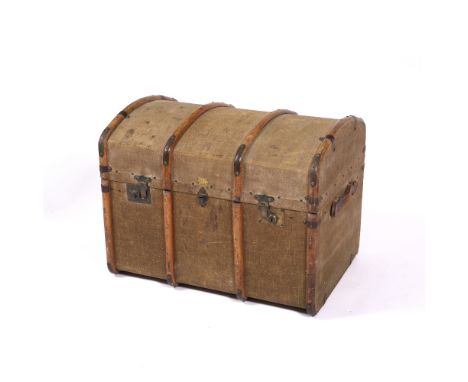 Edwardian School Steamer/travel trunk, circa 1900 canvas over wood frame brass label to front 59cm high, 76cm wide.