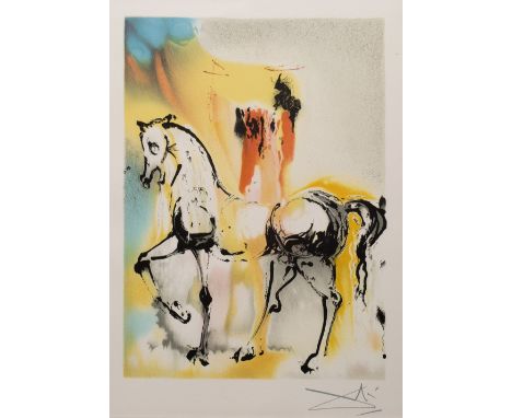 After Salvador Dali (1904-1989) 'Le Chevalier Chretien' and 'Le Cheval de Triomphe' printed signature lithographs, by J.B.F e