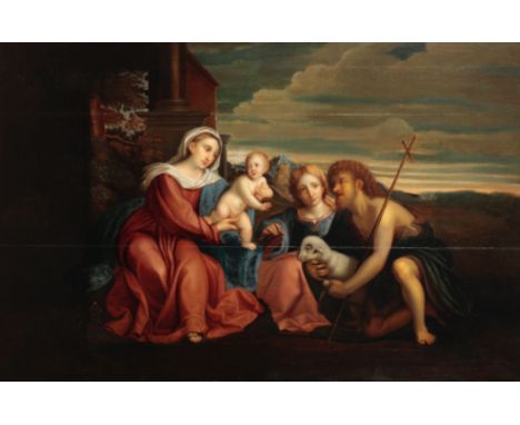 AFTER PALMA VECCHIO (c.1480-1528) The Virgin and Child with Saints Catherine of Alexandria and John the Baptist oil on canvas