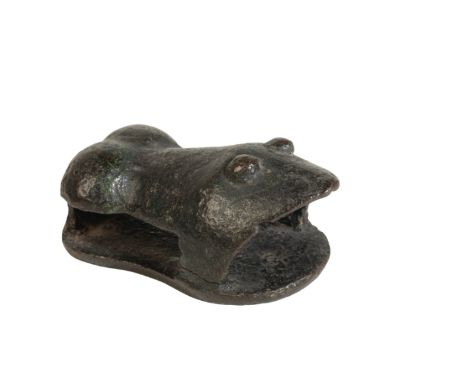 AN EGYPTIAN BRONZE PROBABLY PORTRAYING THE HEAD OF A HIPPOPOTAMUS, perhaps New Kingdom, 16th - 11th century B.C., of stylised