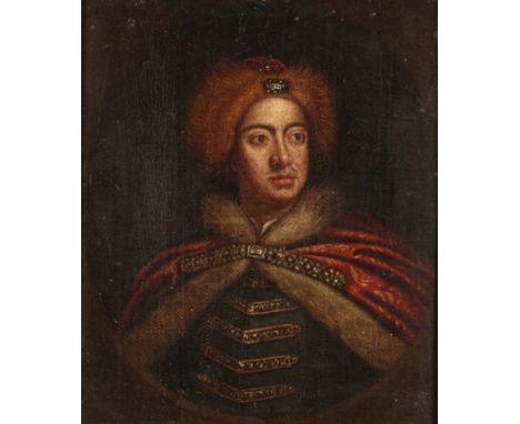 MANNER OF REMBRANDT VAN RIJN (1606-1669) A Small portrait of a man wearing a turban depicted half-length in a feigned oval, w