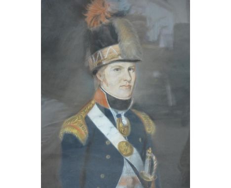 Scottish School, c. 1800, Portrait of an Officer of the Edinburgh Volunteers, pastel, framed. 57cm by 43cm