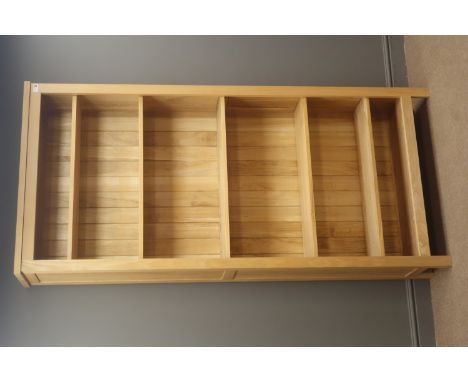 Light ash open bookcase, four adjustable shelves, stile supports, W95cm, H201cm, D30cm Condition Report Click here for furthe