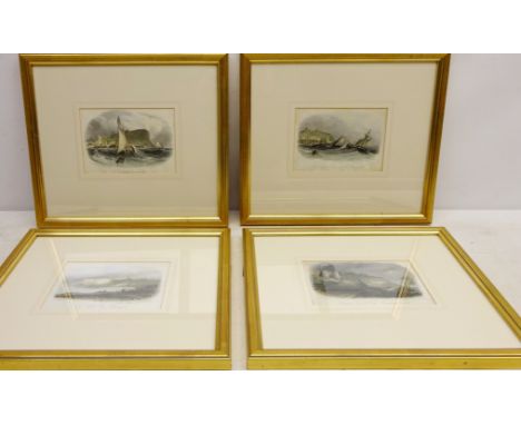 Scarborough - 'North Bay', From the Sea', Barbican Gate &amp; Keep' and '...with Wreck towing in', four 19th century engravin