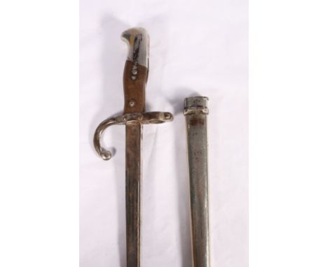 French epee bayonet model 74 marked for Tulle July 1876, non-matching numbers, blade length 52cm, sword length, 64cm.