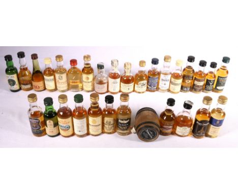 Thirty single malt Scotch whisky miniatures to include LAGAVULIN 16 y.o. 43% vol, BALBLAIR, 10 y.o. 40% vol, LONGMORN 15 y.o.