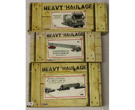 Three Corgi 1:50 Limited edition Heavy Haulage models to include CC13209 TSL Vanguard Ltd DAF VF Ballasted Tractor, Nicholas 