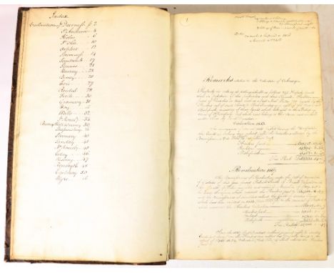 Orkney. Manuscript volume with 'Remarks relative to the Valuation of Orkney' and a Sederunt Book of the Trustees of Sir Willi