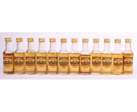 Twelve Gordon and Macphail Connoisseurs Choice Single Malt Scotch Whisky miniatures:  ABERFELDY 1966; CAOL ILA 1969, CAPERDON