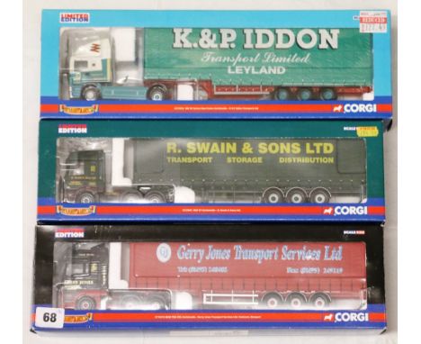 Three Corgi 1;50 Hauliers of Renown limited edition articulated lorry models; CC11912 K & P Iddon Transport Ltd ERF EC series