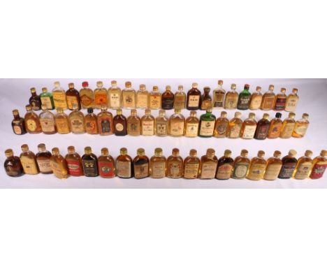 Approximately sixty blended whisky miniatures including:  ROBBIE BURNS (R H Thomson & Co Ltd), 70° proof; GRAND OLD PARR, 43°