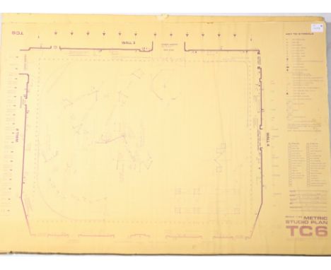 Five 1:50 scale metric studio plans for Dr Who filming, Ambril's the Cell, etc., circa 1983.   CONDITION REPORT:  There is no