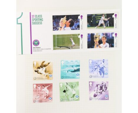 Album of GB unused mint decimal stamps including Andy Murray 2013 sheetlet, three 2012 Olympic Games sheetlets, many greeting