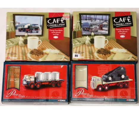 Two Corgi 1:50 limited edition diecast sets Cafe Connections CC11701 McCall & Greenshields Guy Invincible twin-axle trailer a