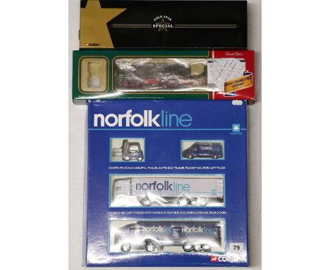 Corgi gift set TY99143 Maersk Norfolk line, Corgi CC11907 BP ERF EC petrol tanker, with certificate of authenticity, 1395/200