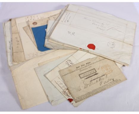 Collection of over seventy pre-adhesive post letter covers bearing various circular date stamps, pre-1840 postal history 