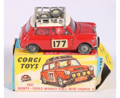 Corgi Toys 339 1967 Monte-Carlo winner BMC Mini Cooper S, boxed.   CONDITION REPORT:  Box has missing torn flap.  Other flap 