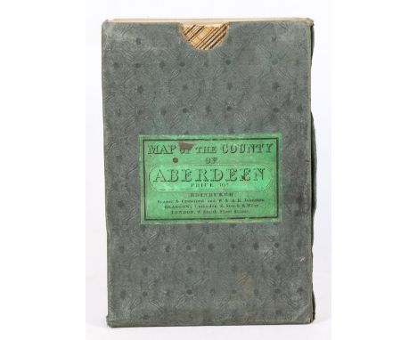 JOHNSTON W A K (Pub.) Map of the County of Aberdeen.  Large fldg, linen. map, hand col. in outline, in slip case. Mid 19th ce