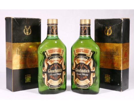 Two bottles of GLENFIDDICH 8 year old Highland Malt Scotch Whisky, 13 1/3 fl. ozs., 70° proof, both boxed.