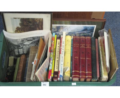 Tray of assorted items to include: various books including: 'Outline of Art'; literature, various volumes; 'Birds of Field an
