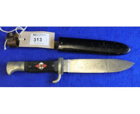 German Second World War period Hitler Youth dagger, the steel blade marked: Eikhorn, Solingen.  Marked: RZN, M7/66.  Chequere