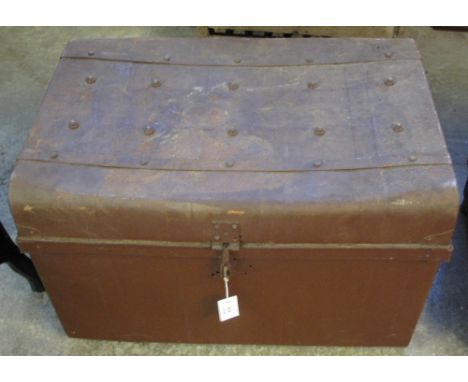 Vintage metal two handled trunk.
