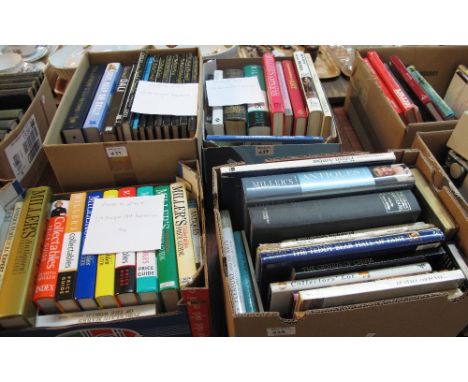 Four boxes of assorted antique/art reference books to include: 'Miller's Price Guide'; 'The World of Picasso'; 'Polish Amber'